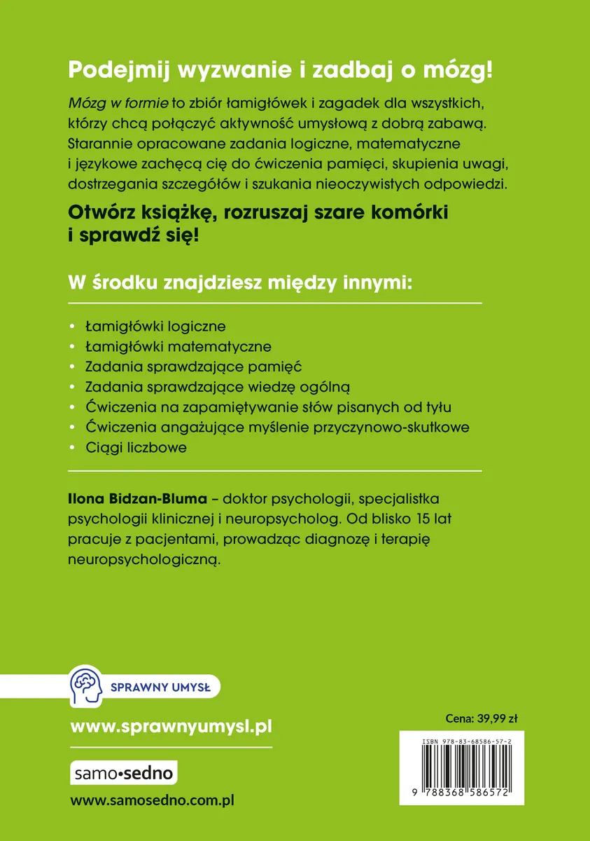 Mózg w formie. Zagadki i łamigłówki na pamięć i koncentrację dla dorosłych 9788368586572