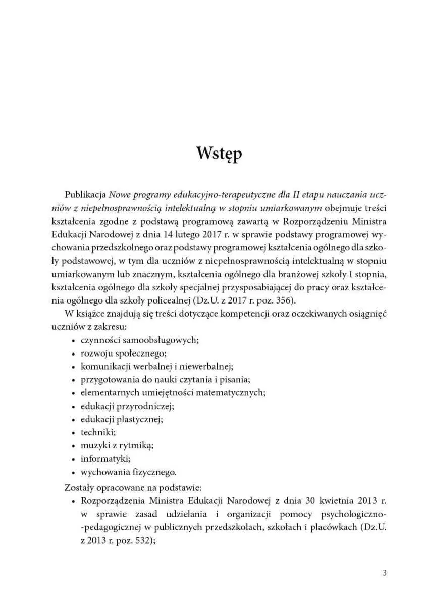 Nowe programy edukacyjno-terapeutyczne dla II etapu nauczania uczniów z niepełnosprawnością intelektualną w stopniu umiarkowanym 9788383098746