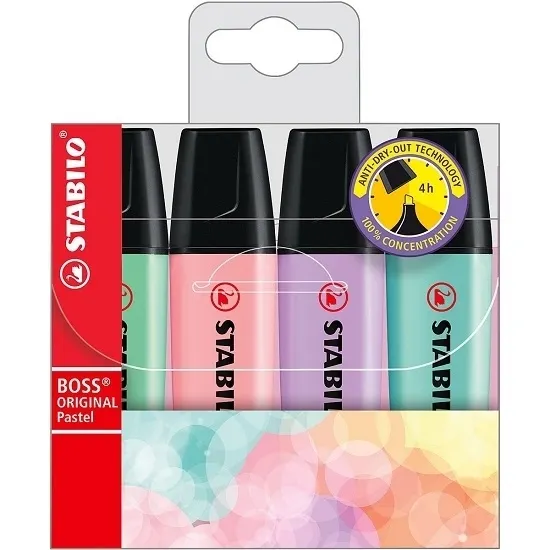 Zakreślacze Stabilo Boss Pastel, etui 4 sztuki (70/4-2) 4006381492867