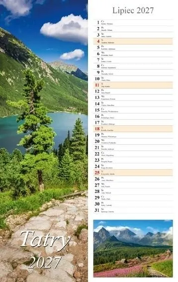 Kalendarz 2027 ścienny pasek Tatry  5906667514568