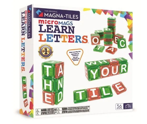 microMAGS LEARN MAGNA-TILES Klocki Magnetyczne LEARN Letters 56 el  850025176637