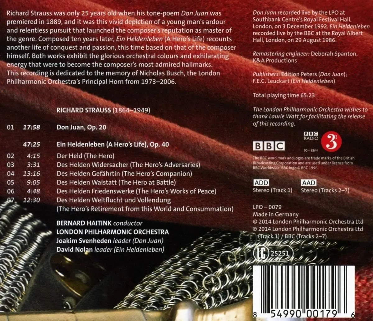 Ein Heldenleben & Don Juan London Philharmonic Orchestra Haitink 854990001796